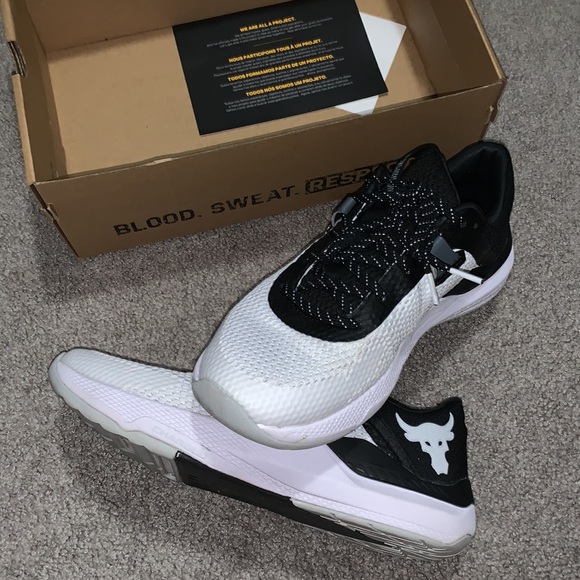 Under Armour Project Rock BSR 2 Training Shoes Mens 11.5 Black/White - Picture 2 of 9